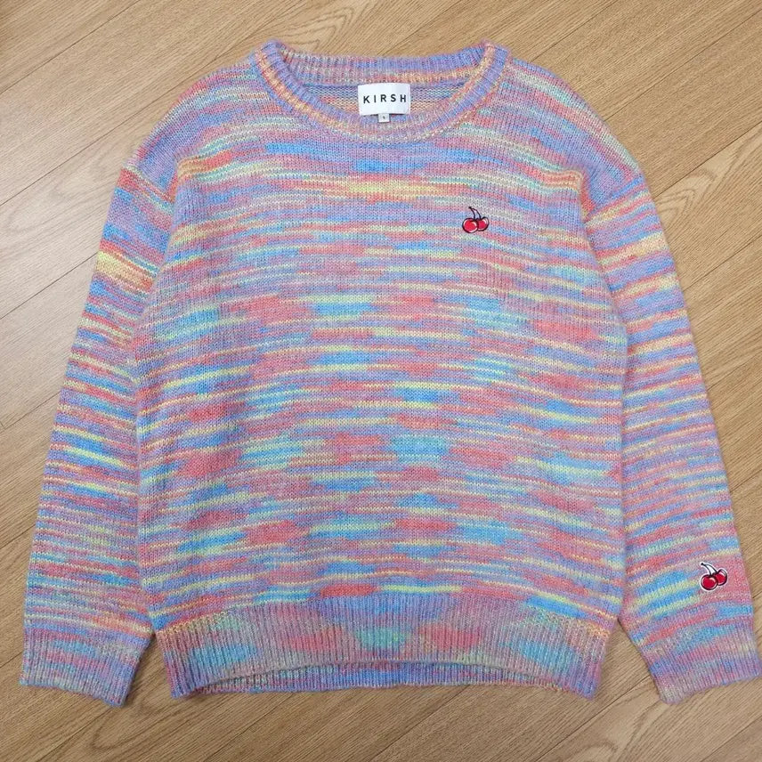 [BUNJANG] Kirsh Stripe Cherry Knit Sweater / 키르시 스트라이프 체리 니트 1 (S ~ M)
