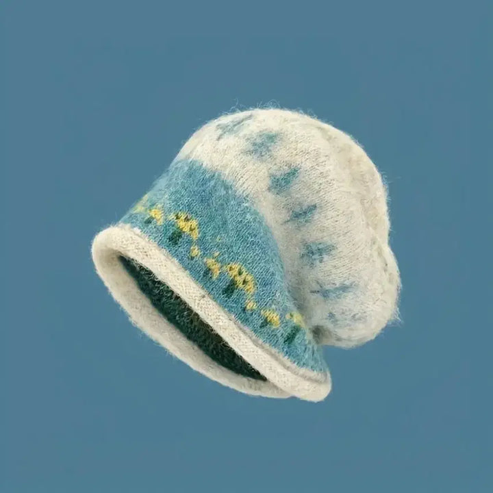 [BUNJANG] Sky Blue Floral Beanie / 하늘색 꽃무늬 비니