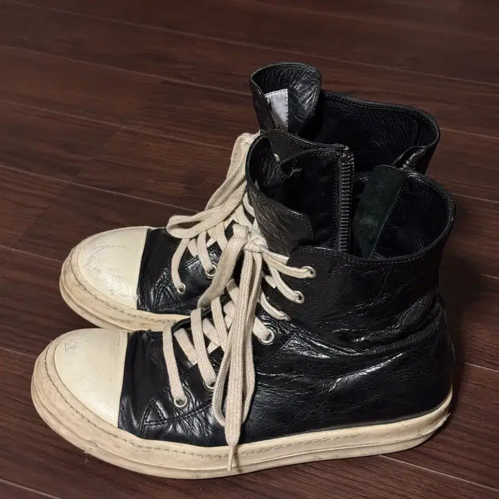 [BUNJANG] Rick Owens Ramones Acid Processed Calfskin Leather Sneakers / 릭오웬스 라몬즈 카프스킨 260