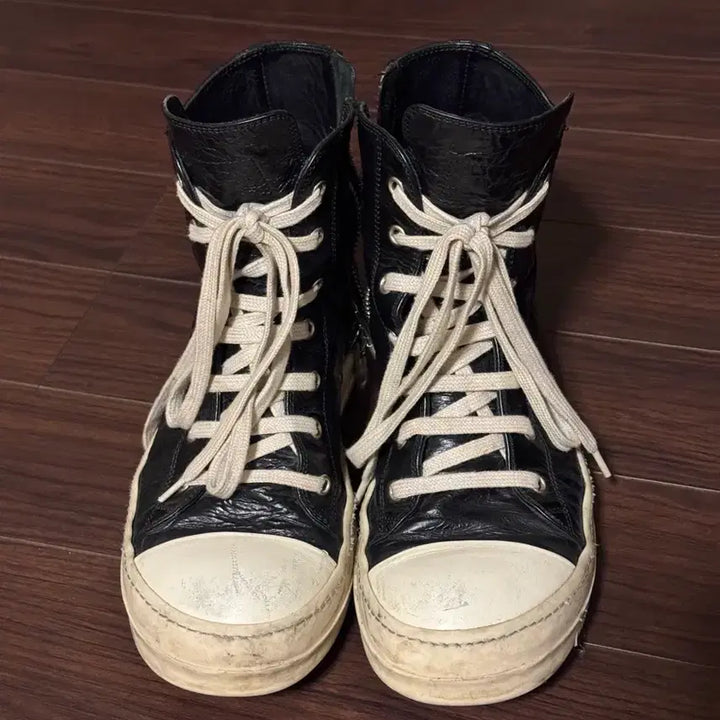 [BUNJANG] Rick Owens Ramones Acid Processed Calfskin Leather Sneakers / 릭오웬스 라몬즈 카프스킨 260