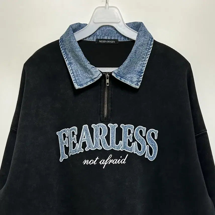 [BUNJANG] REGEN BOGEN FEARLESS Denim Collar Oversized Sweatshirt / [여자 FREE]레겐보겐 FEARLESS 데님 카라 오버핏 맨투맨