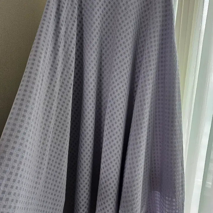 [BUNJANG] Long Sky Blue Check Skirt / 체크 롱 스커트 연하늘색