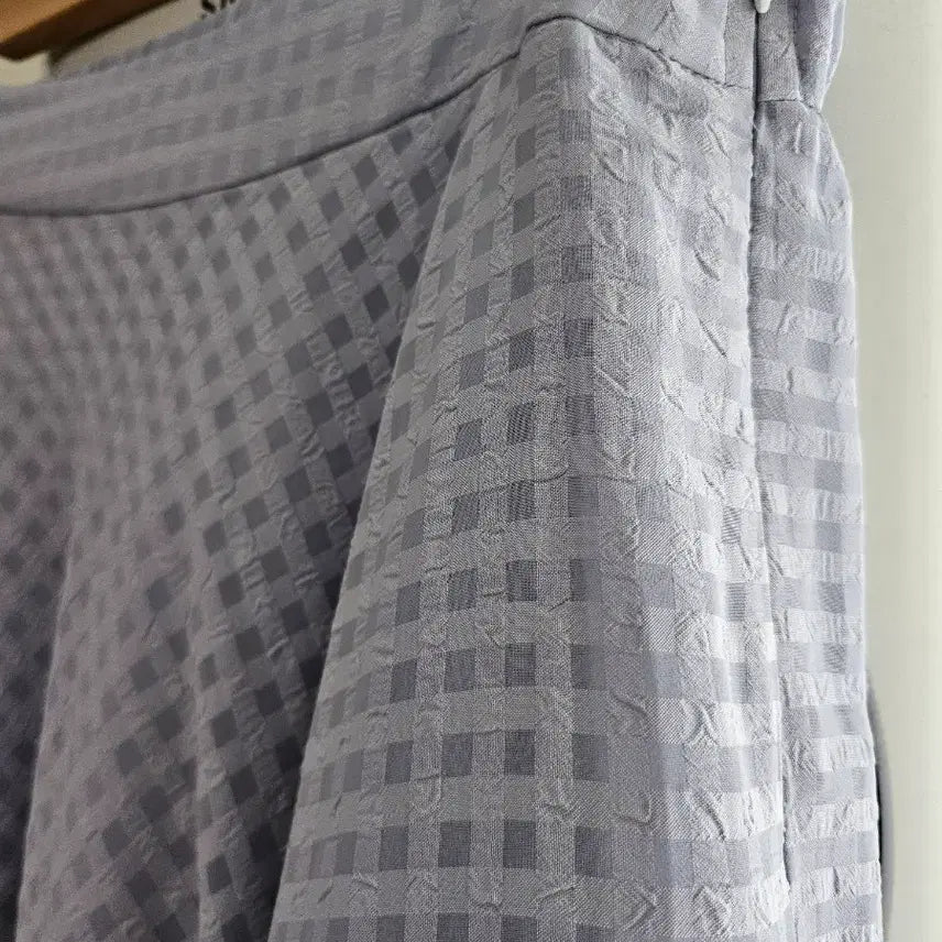 [BUNJANG] Long Sky Blue Check Skirt / 체크 롱 스커트 연하늘색