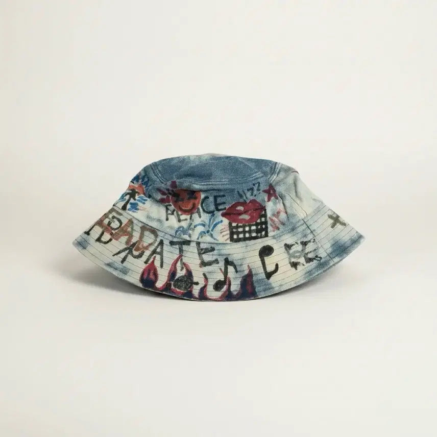 [BUNJANG] VIBRATE Denim Printed Bucket Hat / 바이브레이트 데님 프린팅 버킷햇