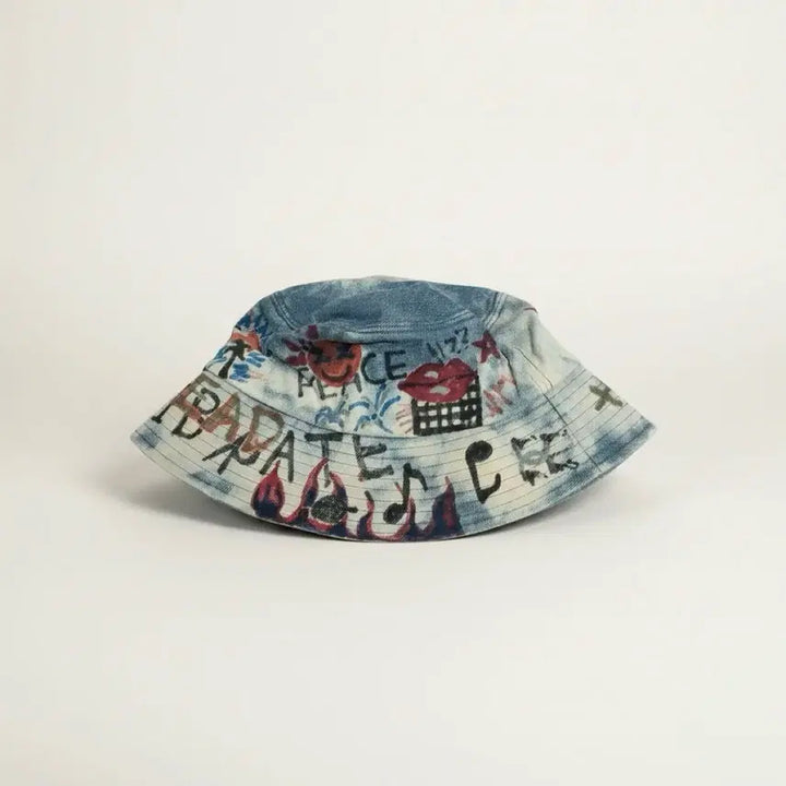 [BUNJANG] VIBRATE Denim Printed Bucket Hat / 바이브레이트 데님 프린팅 버킷햇
