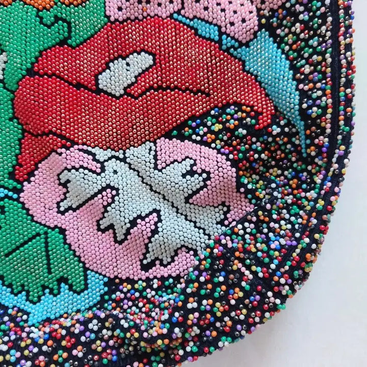 [BUNJANG] Beaded Flower Embroidery Tote Bag / 비즈 플라워 자수 토트백