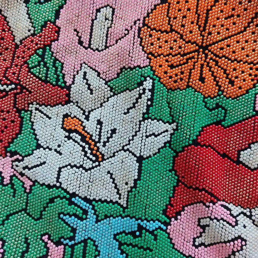 [BUNJANG] Beaded Flower Embroidery Tote Bag / 비즈 플라워 자수 토트백