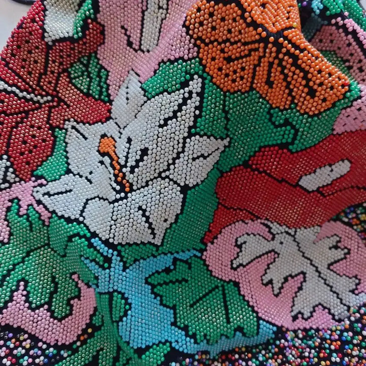 [BUNJANG] Beaded Flower Embroidery Tote Bag / 비즈 플라워 자수 토트백