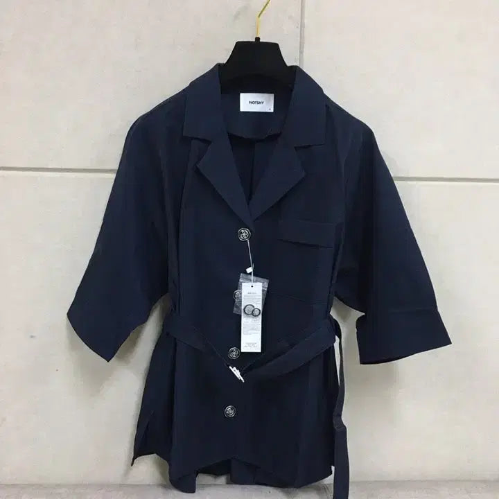 [BUNJANG] NOTSHY Italian Fabric Navy Short-Sleeve Belted Jacket / (새상품) NOTSHY 이태리원단 네이비 반팔 벨트자켓