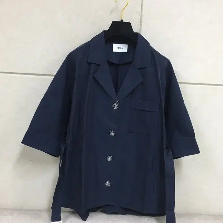 [BUNJANG] NOTSHY Italian Fabric Navy Short-Sleeve Belted Jacket / (새상품) NOTSHY 이태리원단 네이비 반팔 벨트자켓