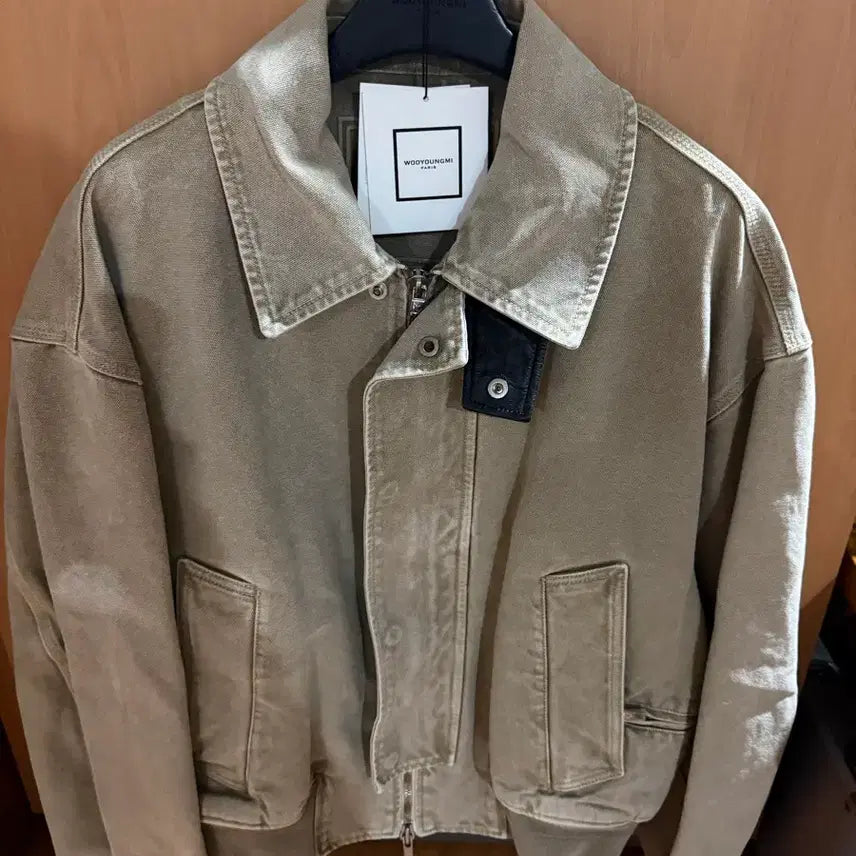 [BUNJANG] Wooyoungmi Leather Tab Dying Jacket Beige / [48] 우영미  레더 탭 다잉 자켓 베이지 새상품