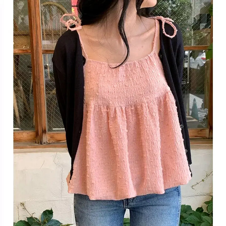 [BUNJANG] Airing Market Volume Sleeveless Blouse Pink / 아이링마켓 제작 볼륨 나시 블라우스 핑크