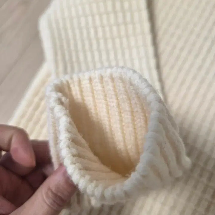 [BUNJANG] Stone Island Ivory Waffle Mock Neck Knit Sweater / 스톤아일랜드 아이보리 와플 모크넥 니트