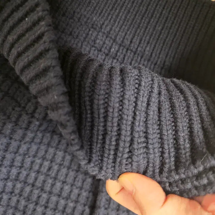 [BUNJANG] Stone Island Navy Waffle Mock Neck Knit / 스톤아일랜드 네이비 와플 모크넥 니트