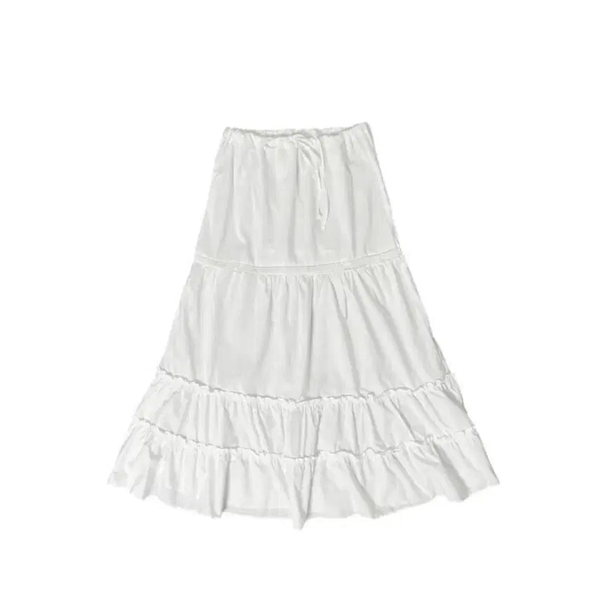 [BUNJANG] Newerlin Pure Lace Frill Long Skirt / 뉴얼린 퓨어 레이스 프릴 롱 스커트 화이트