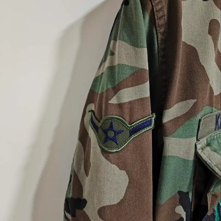 [BUNJANG] US Air Force Woodland Camouflage Field Jacket Medium Short / 미디엄숏 미공군 USA 에어포스 미군복 우드랜드 상의 야상