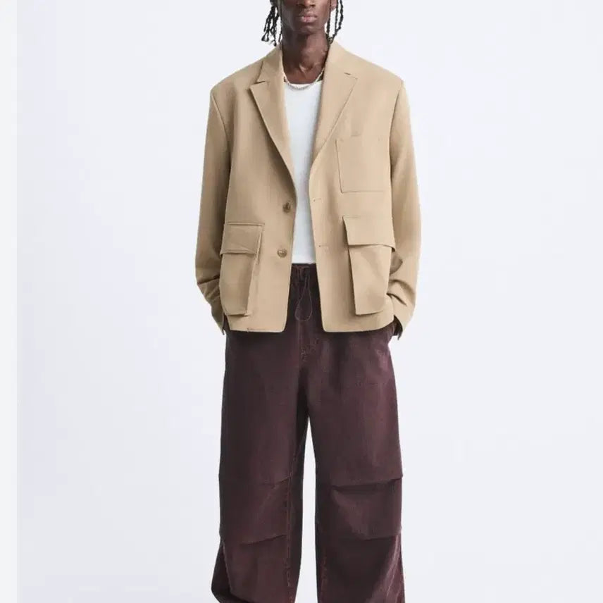 [BUNJANG] Zara Pocket Blazer Beige (M) / (새상품) 자라 포켓 블레이져. 베이지(M)