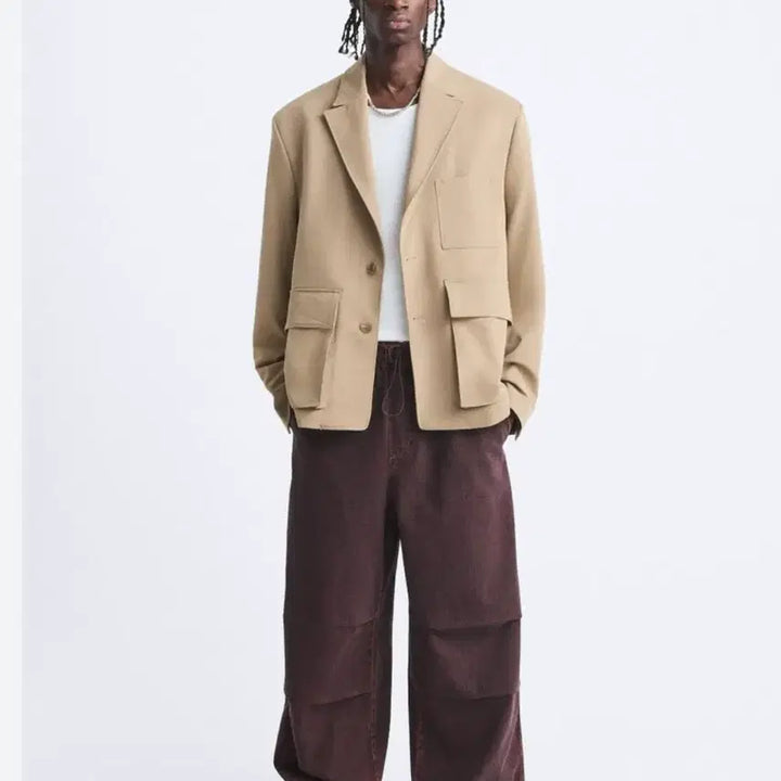 [BUNJANG] Zara Pocket Blazer Beige (M) / (새상품) 자라 포켓 블레이져. 베이지(M)