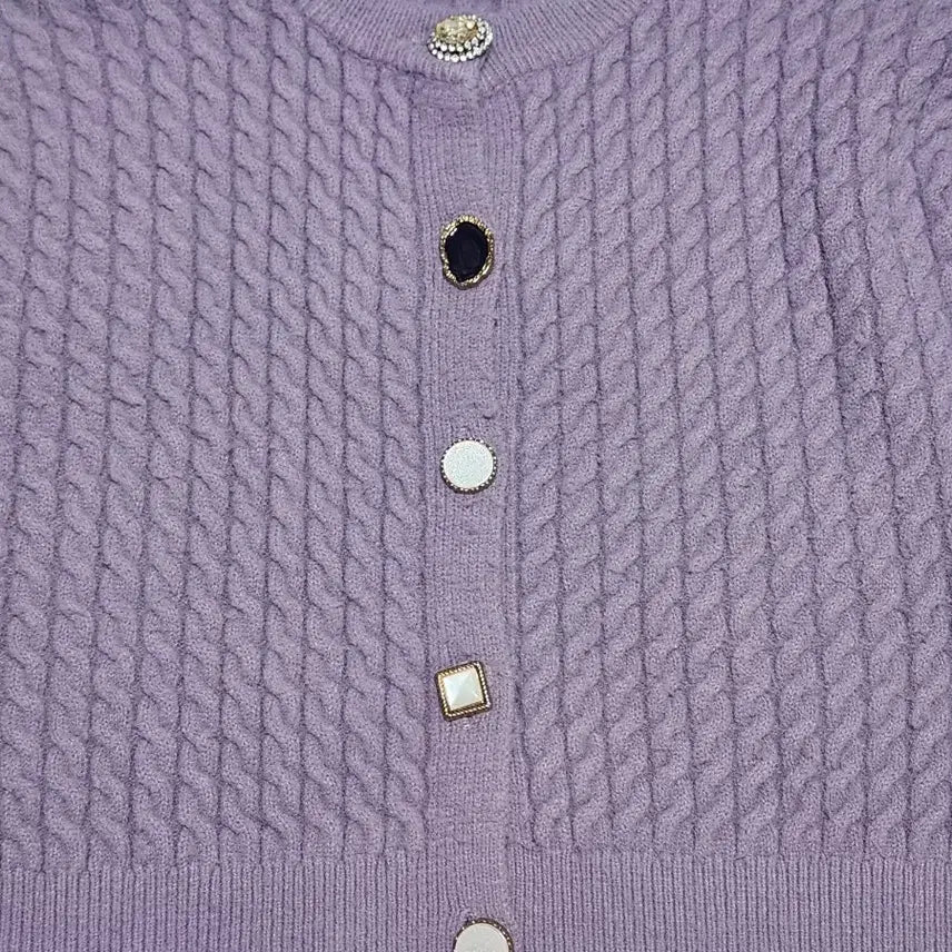 [BUNJANG] Purple Cable Knit Cardigan / 보라색 꽈배기 가디건