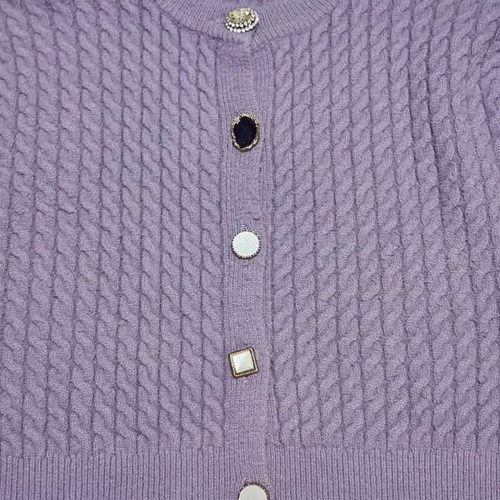 [BUNJANG] Purple Cable Knit Cardigan / 보라색 꽈배기 가디건