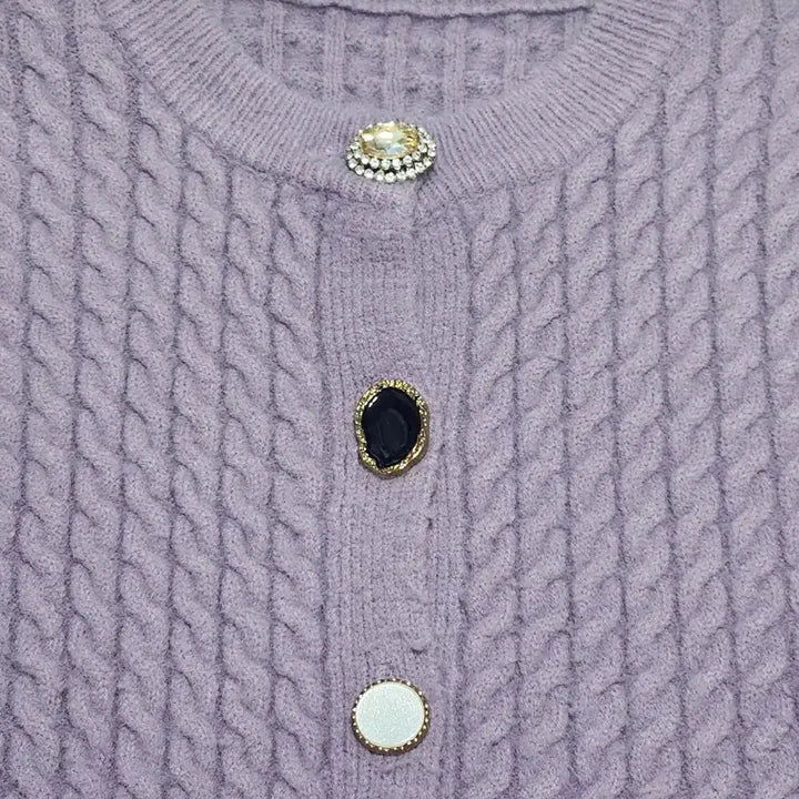 [BUNJANG] Purple Cable Knit Cardigan / 보라색 꽈배기 가디건