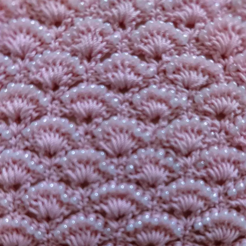 [BUNJANG] Pink Knitted Beaded Clutch Bag / 핑크색 뜨개 비즈 장식 클러치