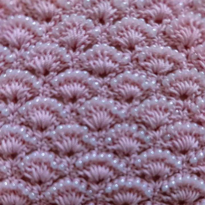 [BUNJANG] Pink Knitted Beaded Clutch Bag / 핑크색 뜨개 비즈 장식 클러치