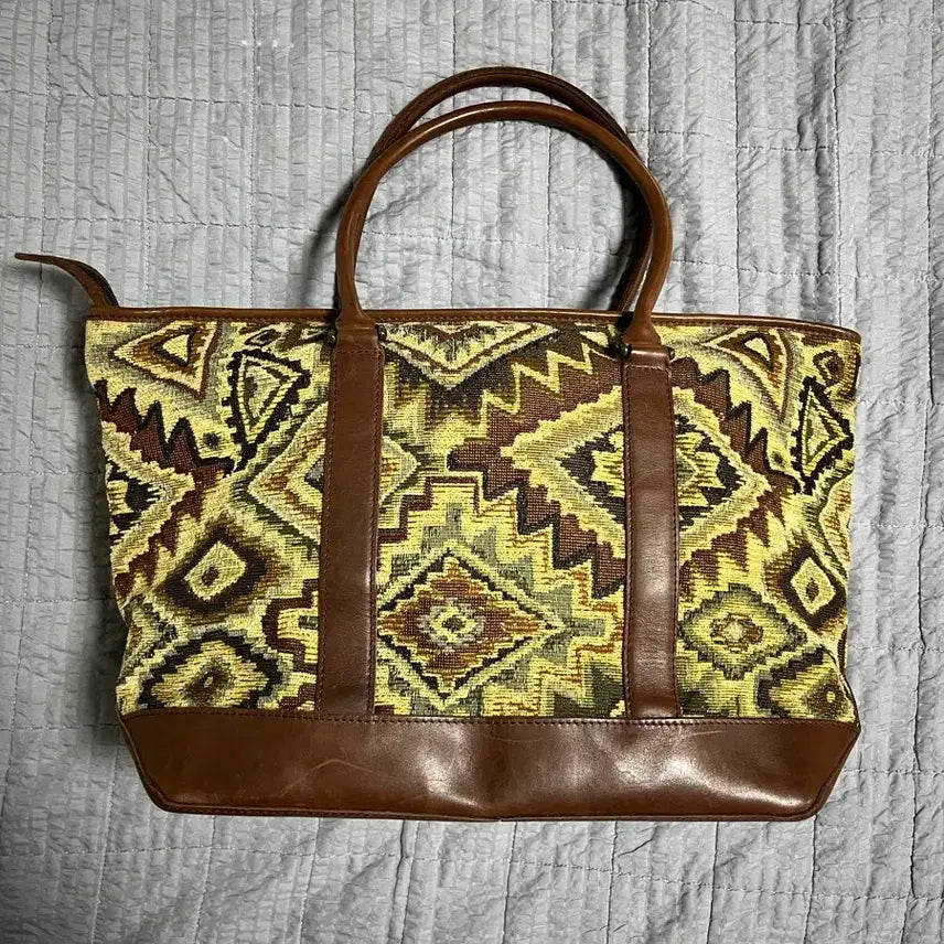 [BUNJANG] L.L. Bean Ethnic Pattern Leather Tote Bag / L.L Bean 엘엘빈 에스닉 패턴 레더 토트백