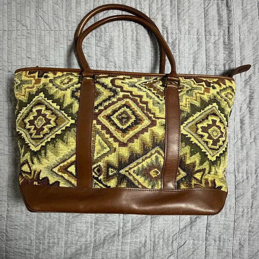 [BUNJANG] L.L. Bean Ethnic Pattern Leather Tote Bag / L.L Bean 엘엘빈 에스닉 패턴 레더 토트백