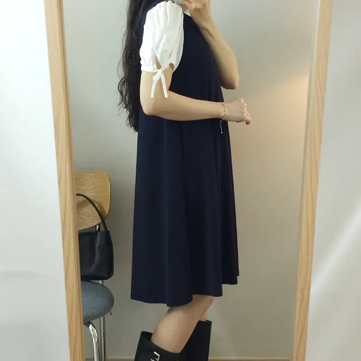 [BUNJANG] Uniqlo A-Line Midi Dress / (S)유니클로 여성 민소매 A라인 미디 원피스 네이비 K5W2855