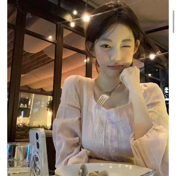 [BUNJANG] Jennio Pearl Ethnic Blouse Apricot S / 제니오 펄 에스닉 블라우스 애브리콧 s
