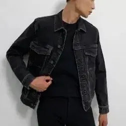 [BUNJANG] Theory Black Denim Trucker Jacket / [M] 띠어리 흑청 데님자켓 데님트러커