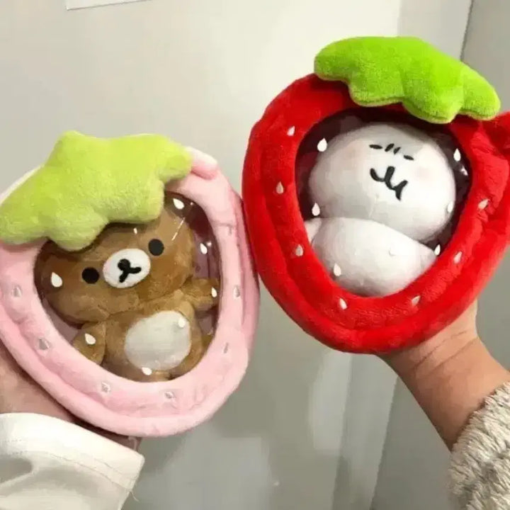 [BUNJANG] 10cm Doll Strawberry Ita Bag / 10cm인형 솜인형 핑크 분홍 딸기 스트로베리 포카 파우치 가방 이타백