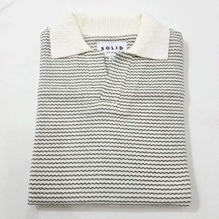 [BUNJANG] Solid Homme Striped Collar Knit Sweater / 솔리드옴므 카라 니트 52