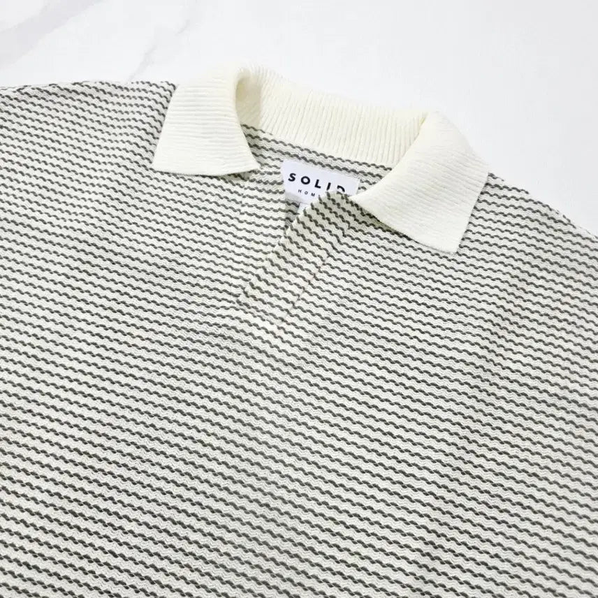 [BUNJANG] Solid Homme Striped Collar Knit Sweater / 솔리드옴므 카라 니트 52