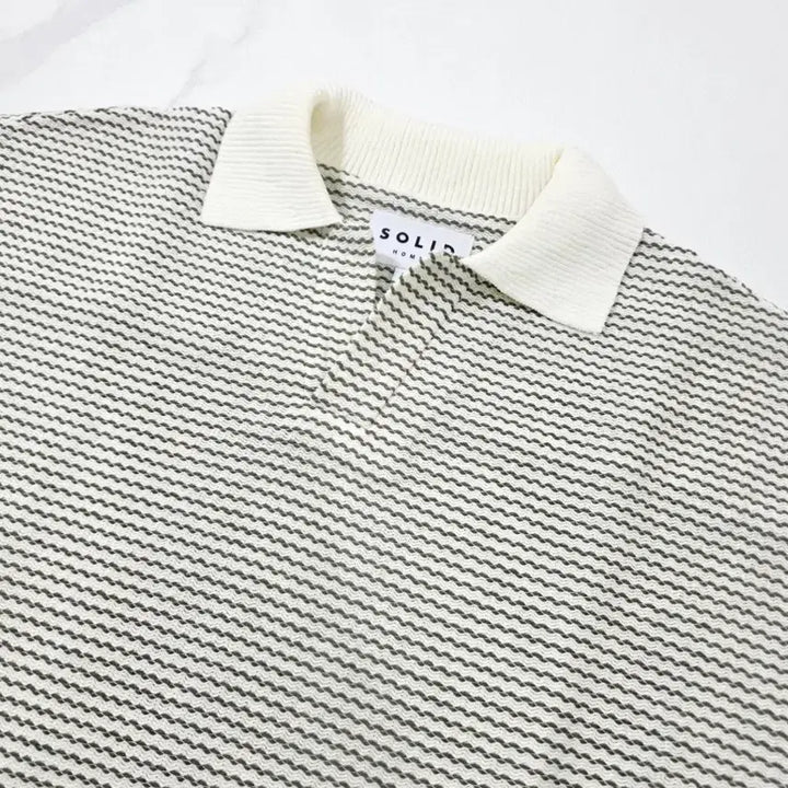 [BUNJANG] Solid Homme Striped Collar Knit Sweater / 솔리드옴므 카라 니트 52