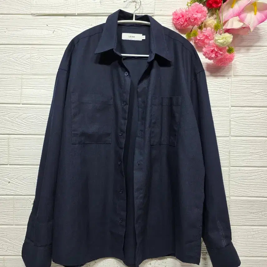 [BUNJANG] LEIRE Linen Blend Shirt Navy M / 새상품 LEIRE 마혼방 셔츠 m