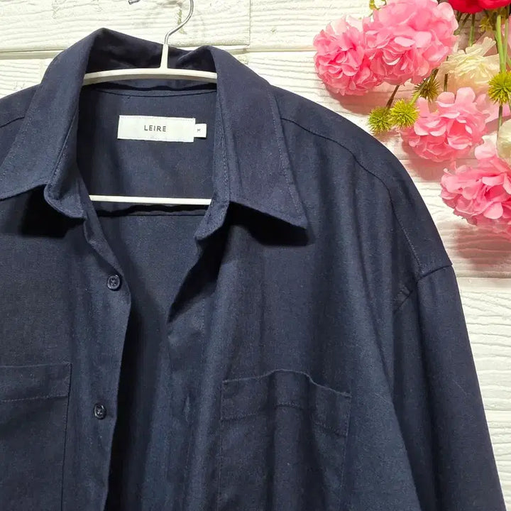 [BUNJANG] LEIRE Linen Blend Shirt Navy M / 새상품 LEIRE 마혼방 셔츠 m