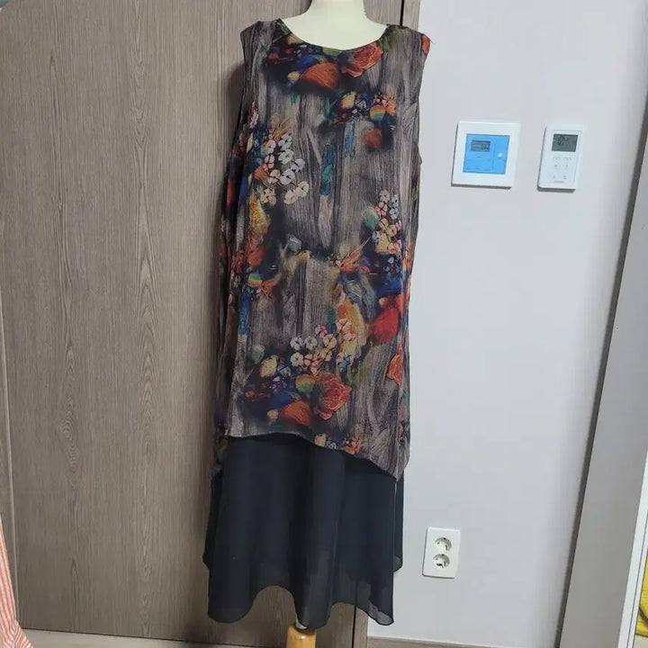 [BUNJANG] Flower Chiffon Long Dress - Size L / 고급스런  플라워 쉬폰 롱 원피스 L