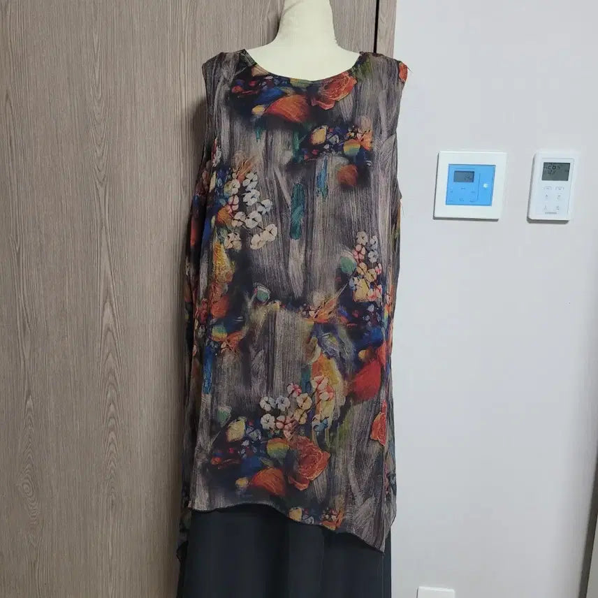 [BUNJANG] Flower Chiffon Long Dress - Size L / 고급스런  플라워 쉬폰 롱 원피스 L