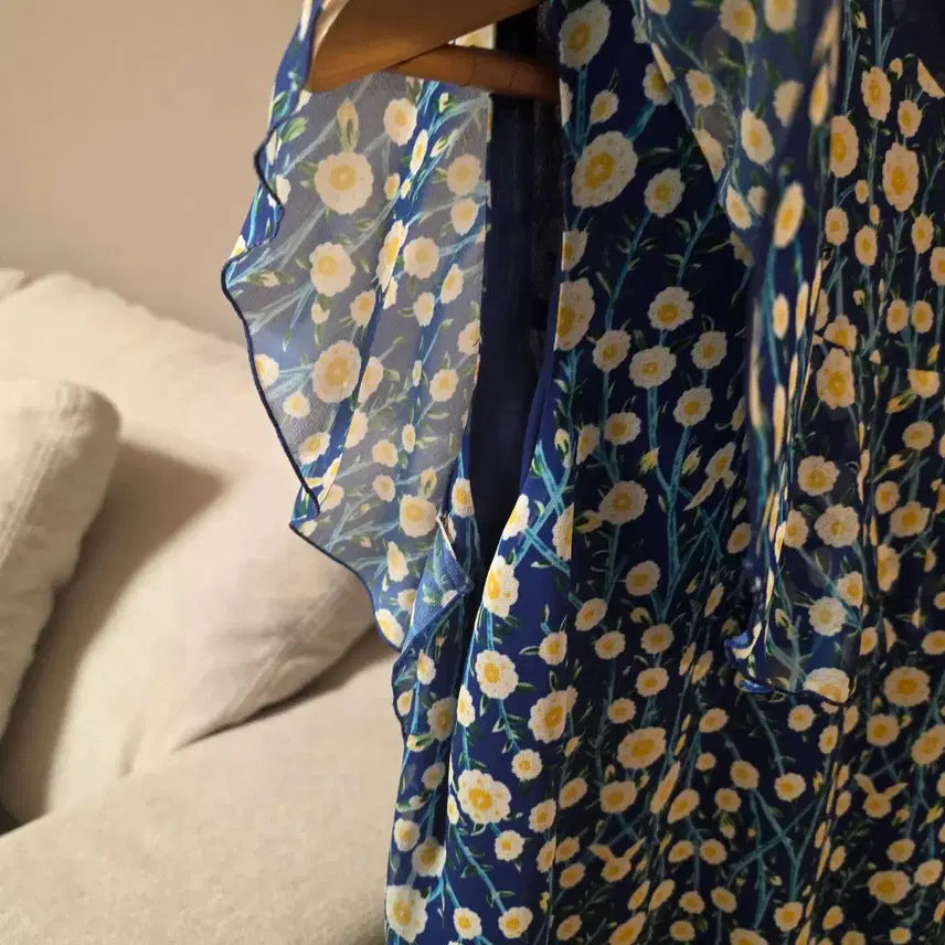 [BUNJANG] KEITH Flower Pattern Long Dress Blue / 키이스 플라워 패턴 롱 원피스 블루 새상품