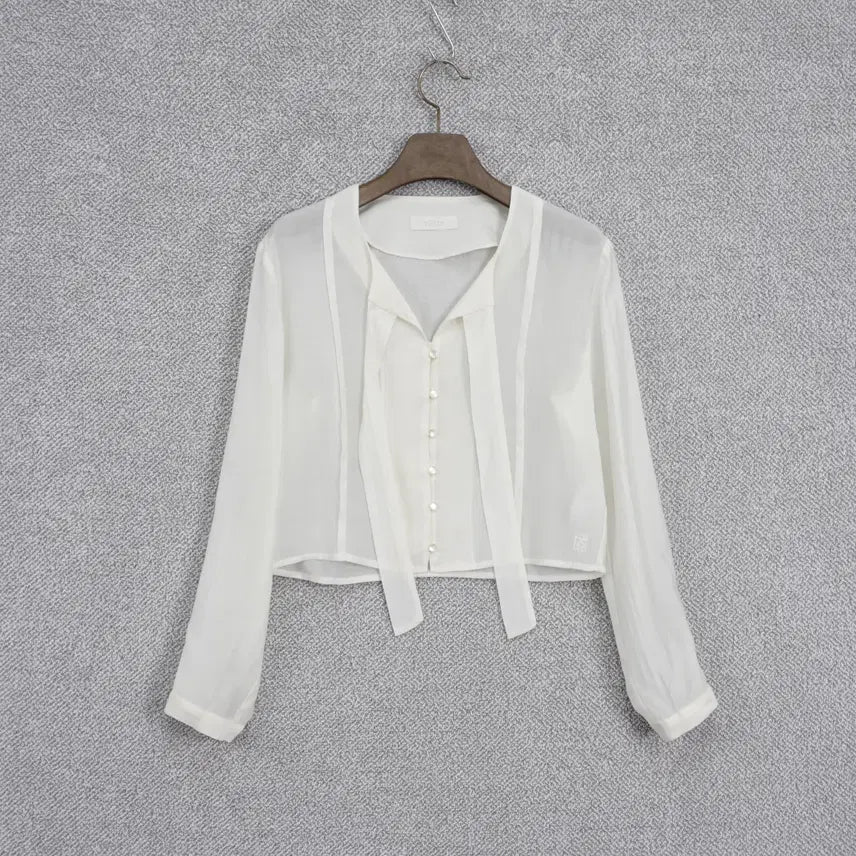 [SOLD OUT] 리에뜨 riette 프랑 타이 크롭 블라우스 free