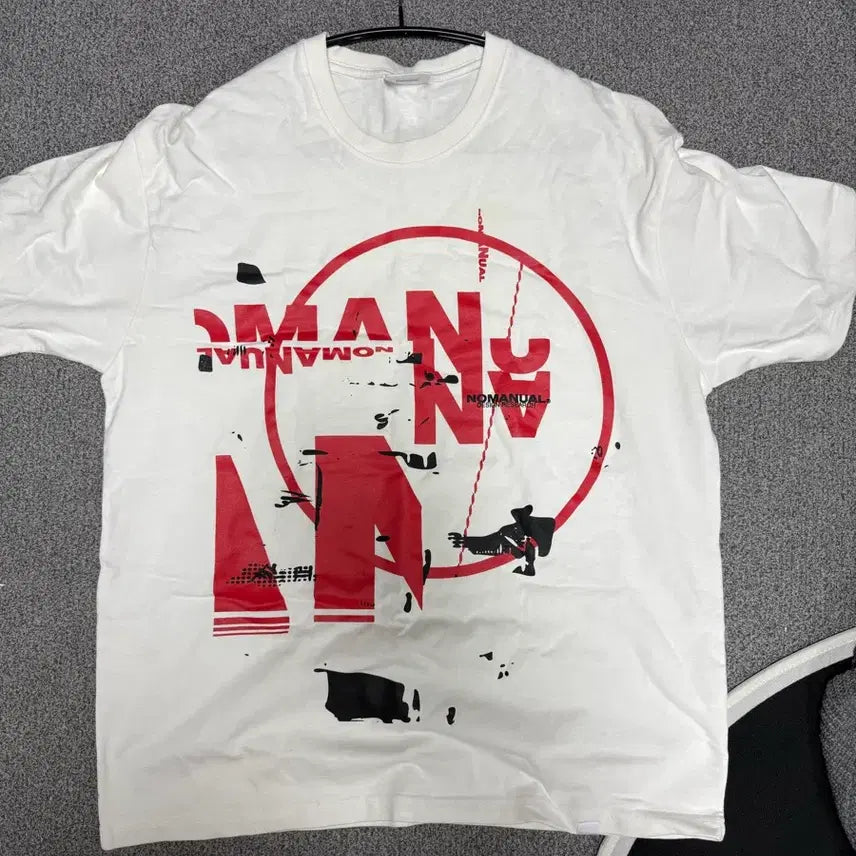 [BUNJANG] NOMANUAL Half-Sleeve Printed T-Shirt White / [L] 노매뉴얼 반팔 프린팅 티셔츠 화이트