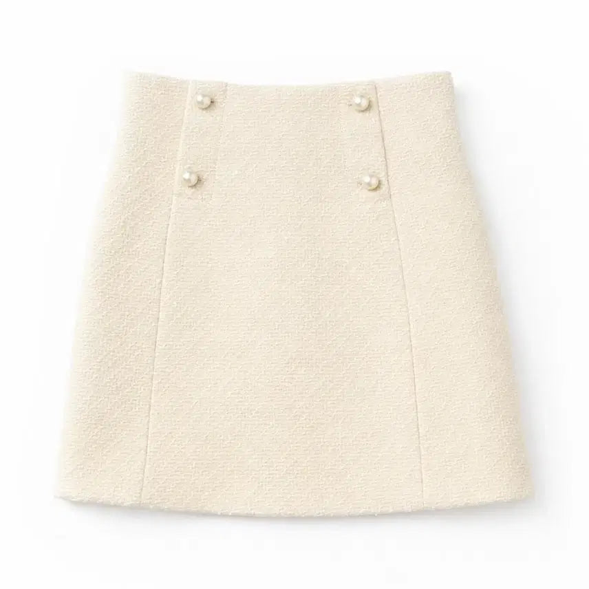 [BUNJANG] Sandro Cream Wool Tweed Mini Skirt / 산드로 Sandro 크림색 울 트위드 미니스커트 M 55