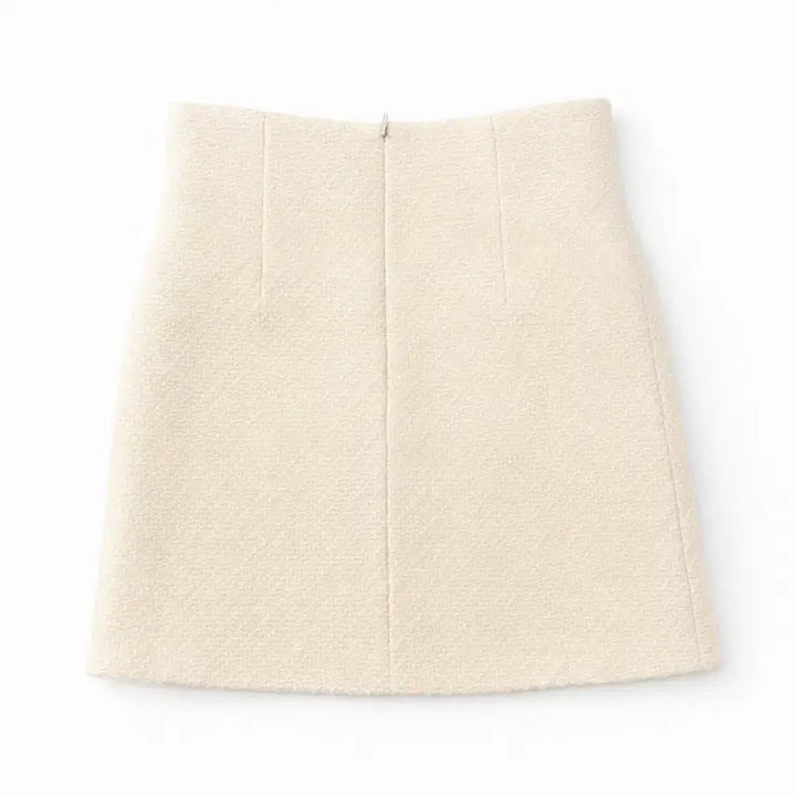 [BUNJANG] Sandro Cream Wool Tweed Mini Skirt / 산드로 Sandro 크림색 울 트위드 미니스커트 M 55