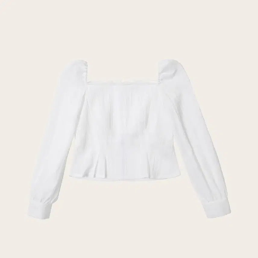 [BUNJANG] VIVIBOW Lace Square Neck Off-Shoulder Blouse / 비비보우 레이스 스퀘어넥 어깨 셔링 오프숄더 블라우스