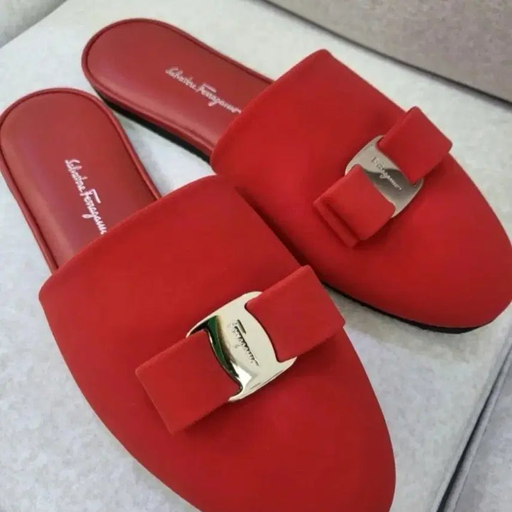 [BUNJANG] Salvatore Ferragamo Ribbon Red Flats Size 240 / 페라가모 리본 레드 플랫슈즈 240