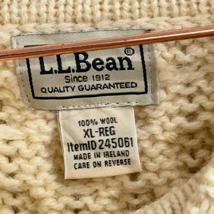 [BUNJANG] LLBean 100% Wool Fisherman Knit Ivory XL / 엘엘빈 100울 피셔맨 아이보리 니트 XL
