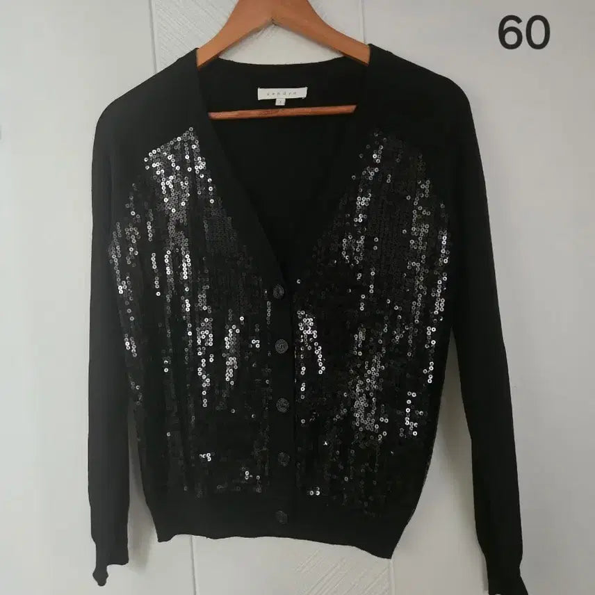 [BUNJANG] Sandro Black Sequin Wool Cardigan / (새컨디션) 산드로 블랙 스팽글  울 가디건