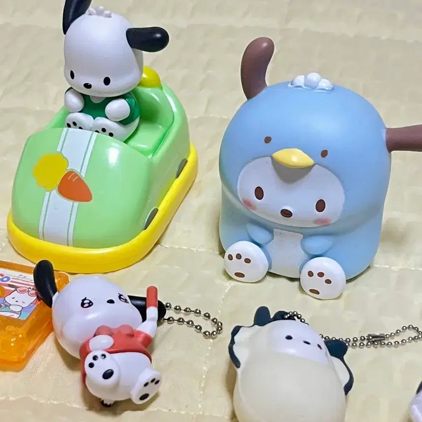 [BUNJANG] Sanrio Pochacco Chibitomo Figure &amp; Keyring Bundle Set / 포차코 피규어 가챠 7종일괄 치비토모 키링 자동차 산리오